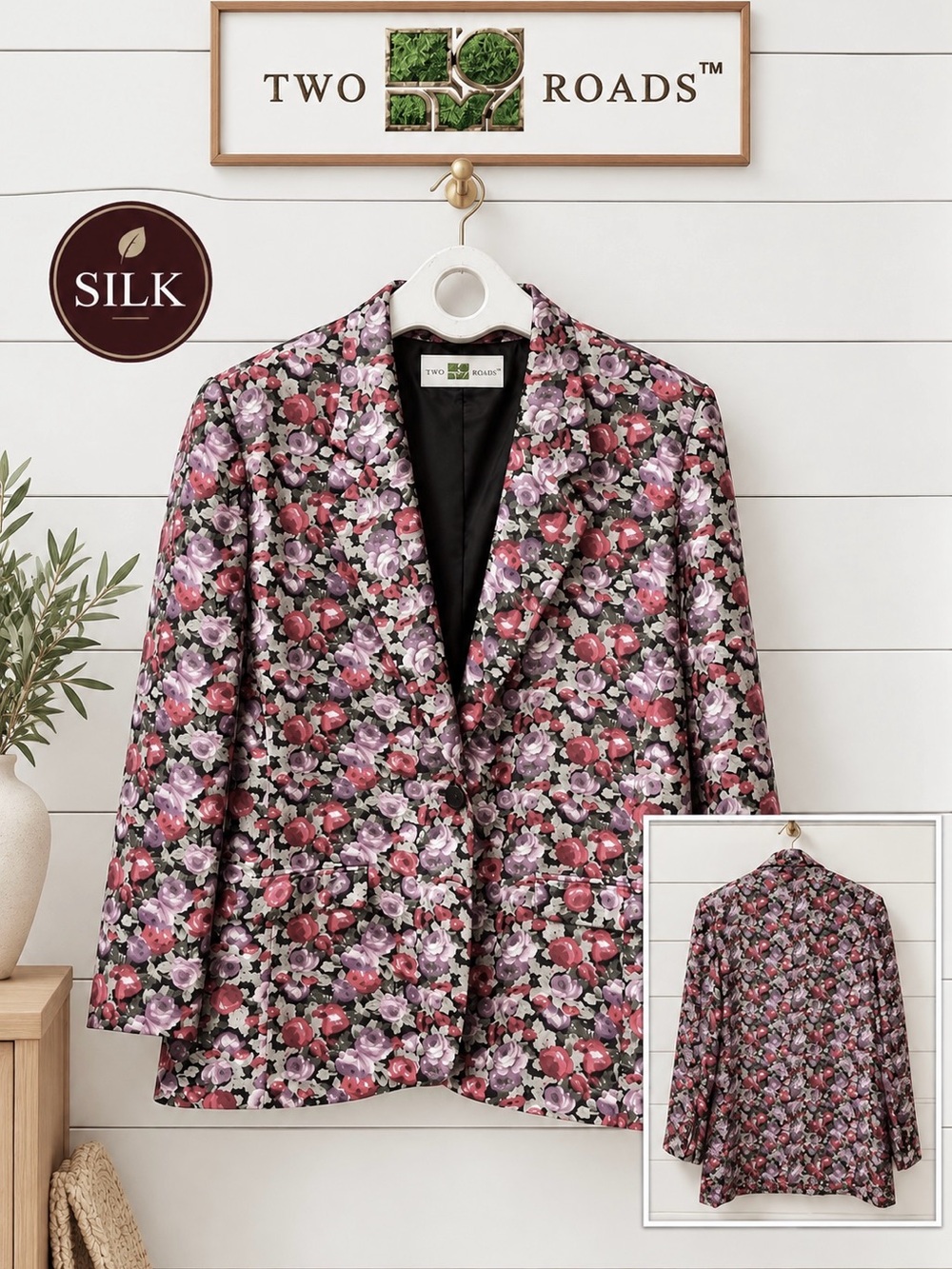 Two Roads Vintage Floral Silk Blazer – Size 15